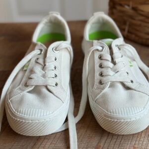 Bella Canvas White Sneakers with Green Accents